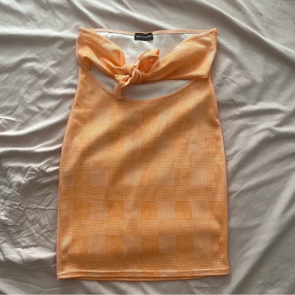 PLT Orange Plaid Cut out/Tie Dress